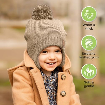 KeaBabies Baby Beanies, Winter Baby Hats for Boys, Girls (Taupe, 6-36M) - color: Taupe