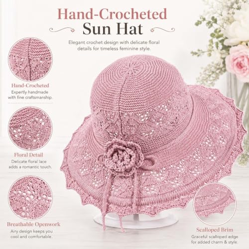 Woven Straw Bucket Hat for Women Bowknot Straw Bucket Hats Packable Sun Hats Summer Party Travel Daily Wear - color: Pink