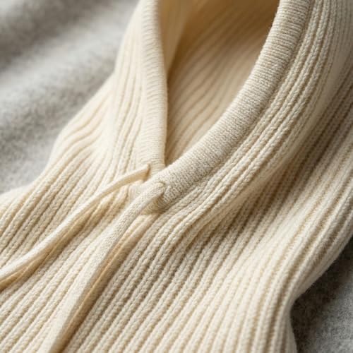 Hooded Scarf Beanie for Women, 2-in-1 Knit Balaclava, Winter Scarf Hat & Neck Gaiter for Skiing, Running, Cold Weather - color: White, size: X-Large