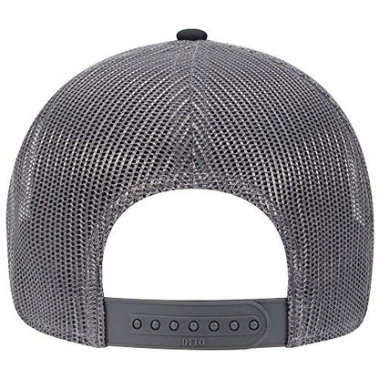 OTTO 6 Panel Low Profile Contrast Vertical Mesh Back Cap - color: Blk/Gry/Ch.gry