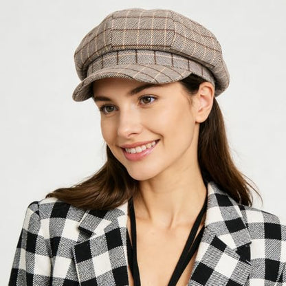 Newsboy Caps for Women Classic Beret Hats Autumn Winter Cap - color: E-beige
