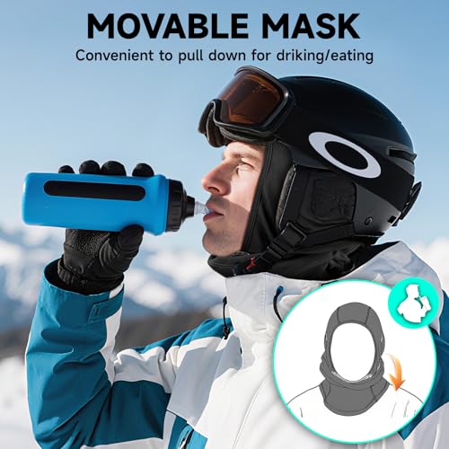 Balaclava Ski Mask for Men Women Thermal Winter Face Mask Dual-Layer Balaclava Breathable Windproof for Cold Weather Skiing - color: Black