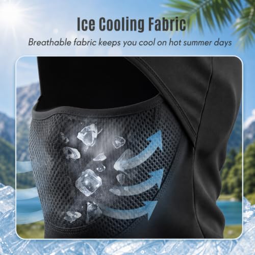 Face Balaclava Neck Cover Cooling Ice Silk Ski Mask - color: Black
