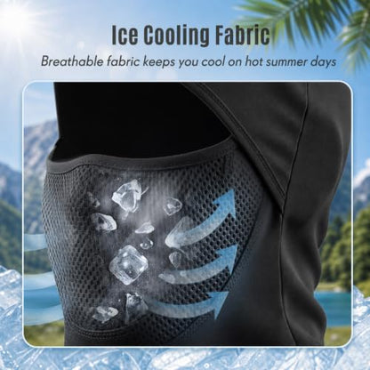 Face Balaclava Neck Cover Cooling Ice Silk Ski Mask - color: Black