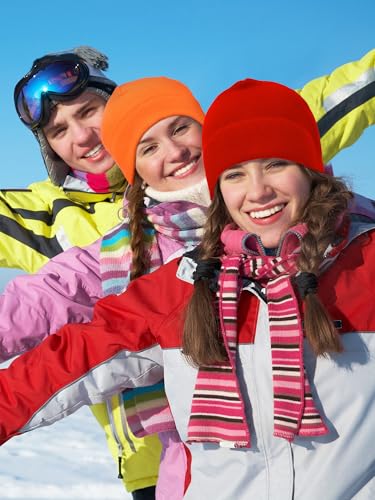 Syhood Winter Warm Skull Cap Soft Fleece Beanie Hat Thick Windproof Watch Cap Skiing Outdoor Warm Colored for Men Women - color: Orange, Red, Fluorescence Green, size: Medium