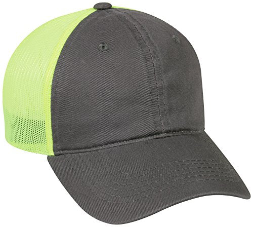 Outdoor Cap Garment Washed Meshback Cap - color: Charcoal/Neon Yellow