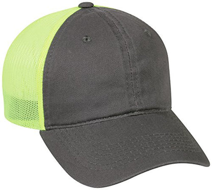 Outdoor Cap Garment Washed Meshback Cap - color: Charcoal/Neon Yellow