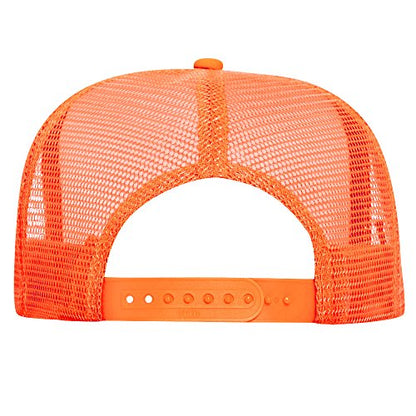 OTTO Neon Polyester Foam Front 5 Panel High Crown Mesh Back Trucker Hat - color: N. Orange