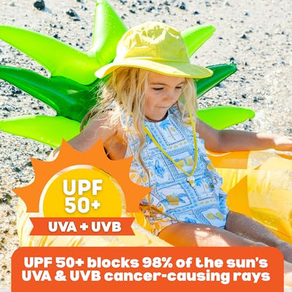 SwimZip UPF 50 Kids' Wide Brim Sun Hat, Sun Protection Hat - Baby & Toddler - color: Yellow, size: 8-14 Years