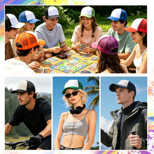 Trucker Hats Bulk Blank Mesh Sublimation Blank Hats Adjustable Baseball Caps Hats for Men and Women - color: 12 Pcs Multicolor