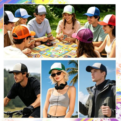 Trucker Hats Bulk Blank Mesh Sublimation Blank Hats Adjustable Baseball Caps Hats for Men and Women - color: 12 Pcs Multicolor