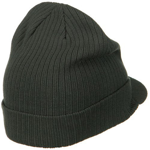 e4Hats.com Big Knit Ribbed Beanie with Visor - color: Charcoal