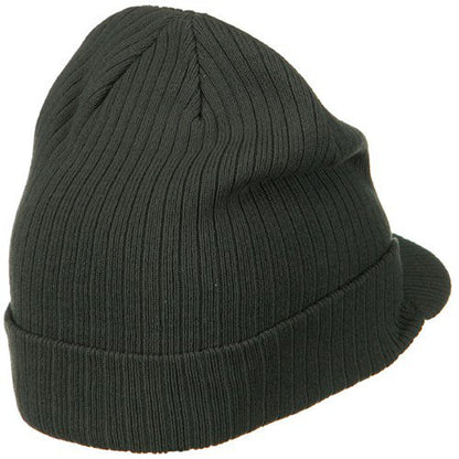 e4Hats.com Big Knit Ribbed Beanie with Visor - color: Charcoal