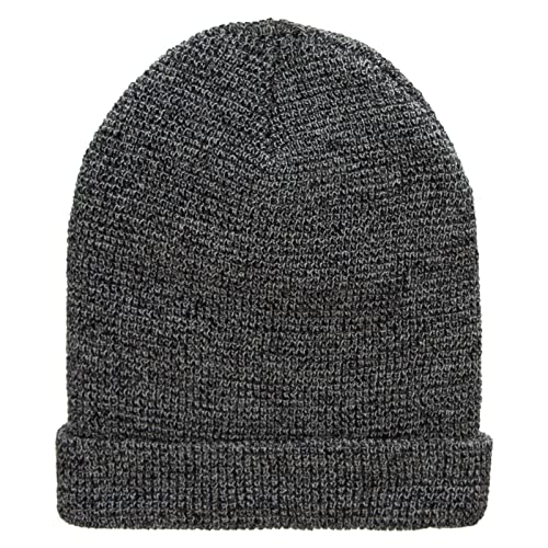 Waffle Knit Cuff Beanie - color: Black Marled