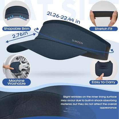 Sukeen Stretchy Sport Sun Visor Hat for Women Men Moisture-Wicking Foldable - color: Blue