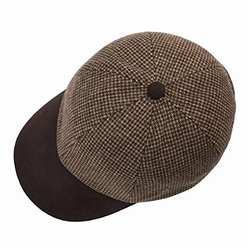 BOTVELA Men Wool Adjustable Tweed Baseball Cap - color: P T-houndstooth Coffee