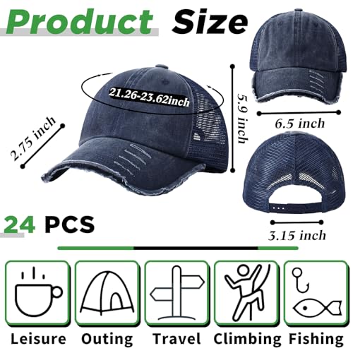 Suhine 24 Pcs Blank Trucker Hat Bulk,Unisex Baseball Cap - color: Dark Blue