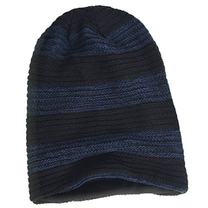 VECRY Mens Slouchy Beanie Knit Skull Cap Long Baggy Hip-hop Winter Summer Hat B305 - color: Retro-black&navy, size: Large