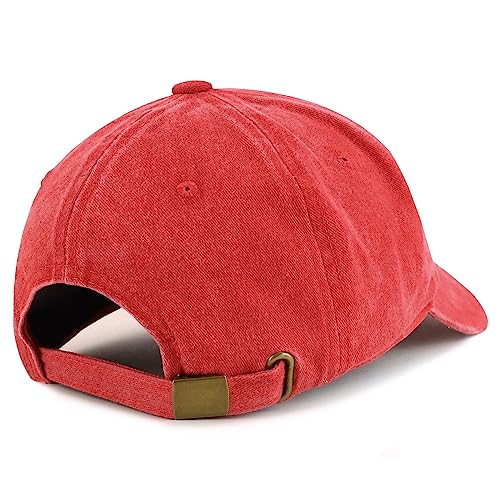 Trendy Apparel Shop Girl DAD Embroidered Unstructured Pigment Dyed Cotton Baseball Cap - color: Red