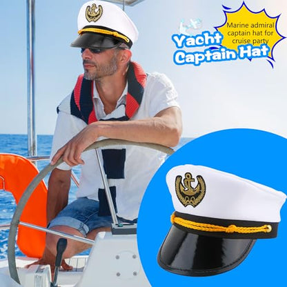 8 Pieces Captain Hats Adjustable White Sailors Navy Marine Admiral Caps for Yacht Theme Party Costume Accessory - color: Style 8