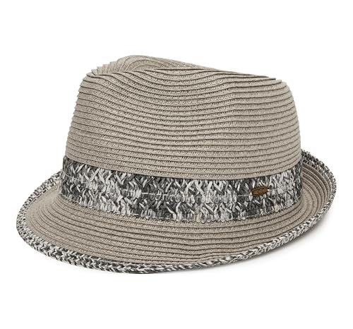 Funky Junque Short Brim Fedora Packable Sun Hat for Women - color: Light Grey