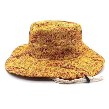 Sun Bucket Hat for Men Women Fishing Beach Safari Trendy Cotton Cowboy Cap for Golf Hiking Hunting Outdoor Boonie - color: Golden Bark