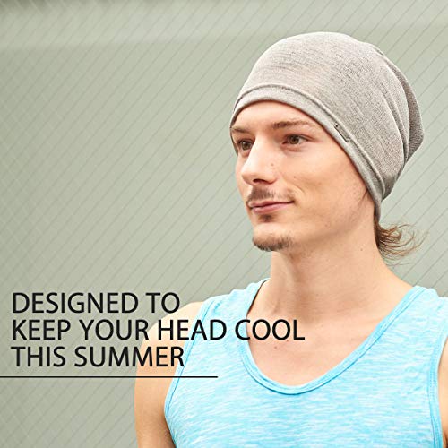 CHARM Mens Light Weight Summer Beanie - Womens Breathable Slouchy Baggy Knit Hat - color: Gray