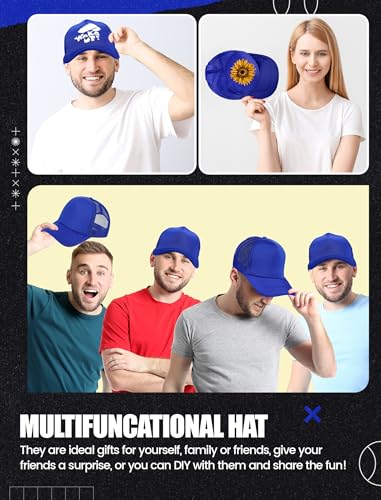 Tarpop 10 Pcs Sublimation Blank Trucker Hats Bulk - color: Royal Blue