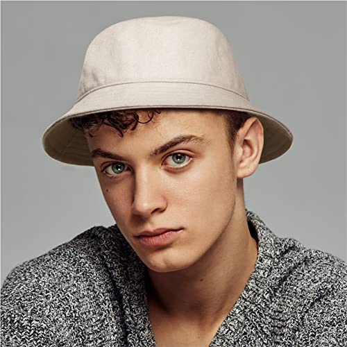 GADIEMKENSD Winter Bucket Hat - Premium Wool, Packable, Plain Colors, Unisex Warm Hat - color: Khaki Gray, size: Large
