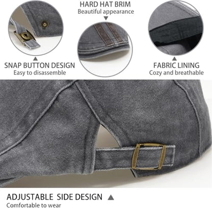 Initlove Mens Newsboy Cap Washed Beret Ivy Hat Flat Hats for Cabbie Driving - color: B Grey