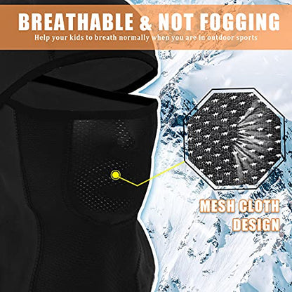 Breathable Kids Balaclava Ski Mask (2 Pack), Fleece Winter Face Mask for Cold Weather Boys Girls - Children Windproof Hat - color: Black + Pink
