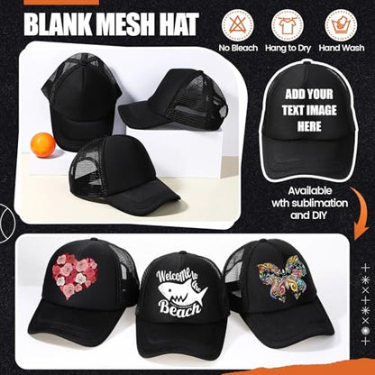 Tarpop 10 Pcs Sublimation Blank Trucker Hats Bulk - color: Black
