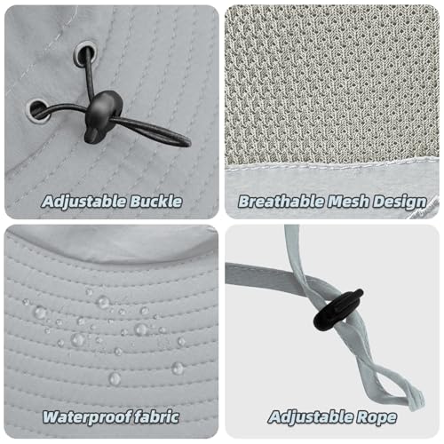 Fishing Hat for Men Sun Protection Hat with Removable Neck Flap Face Cover - color: Light Gray