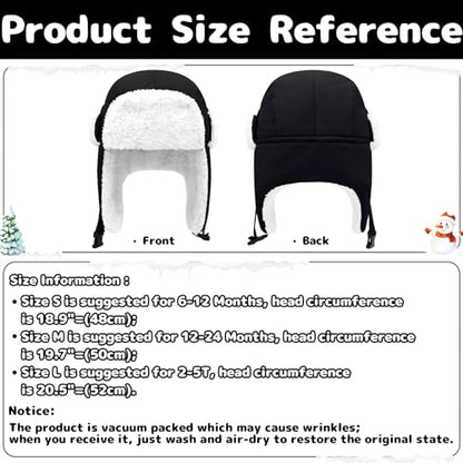Olreco Toddler Winter Hat Baby Winter Hat Warm Fleece Lined Kids Trapper Hats Toddler Hats for Boys Girls Kid Snow Essentials - color: Waterproof Black, size: 12-24 Months