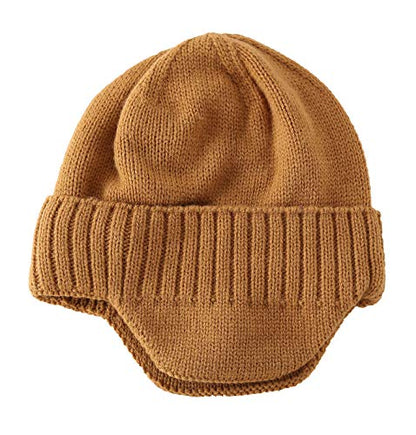 Home Prefer Mens Winter Hat Knit Earflap Hat Stocking Caps with Ears Beanie Hat - color: Camel