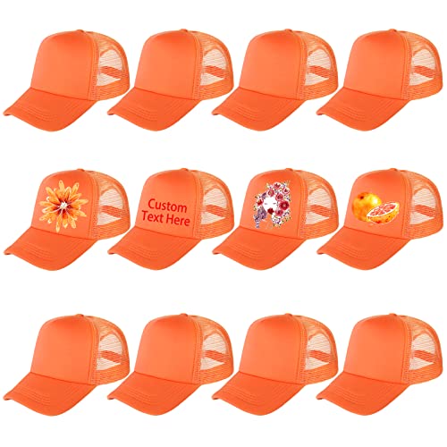 Ultrafun 12 Pack Trucker Hat Mesh Sublimation Blank Hats Men Women - color: Orange