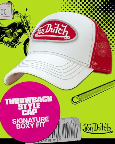 Von Dutch Unisex Trucker Hat, Colorblock, Mesh Back, Curved Bill, Snapback - color: Gym Red