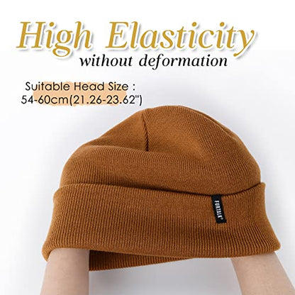 FURTALK Beanie Hat for Men Women Winter Hats for Women Men Soft Warm Unisex Cuffed Beanie Knitted Skull Cap - color: Camel