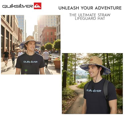 Quiksilver Men's Wide Brim Outdoor Lifeguard Straw Sun Hat - color: Royal Blue, size: Large-X-Large