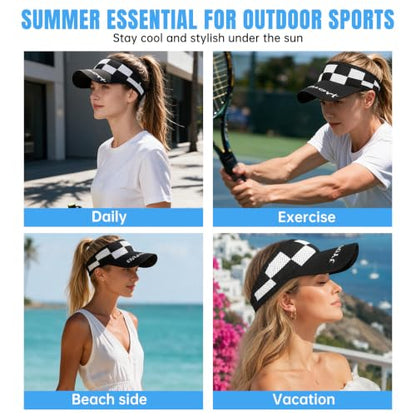Sun Visor Hats, Wide Brim Sun Hats with UV Protection, Knitted Running Visors for Women - Ponytail Friendly, Quick Drying - color: 6pc-2