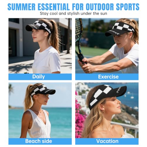Sun Visor Hats, Wide Brim Sun Hats with UV Protection, Knitted Running Visors for Women - Ponytail Friendly, Quick Drying - color: 6pc-2
