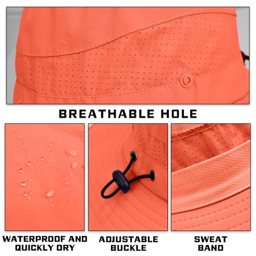 Sun Hats for Men Women, UPF 50+ Protection Fishing Hat with Neck Flap - color: Orange