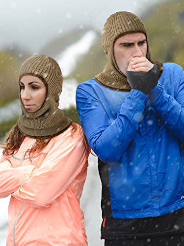 Blulu Ski Knitted Mask for Men,1 Hole - color: Khaki, size: Medium