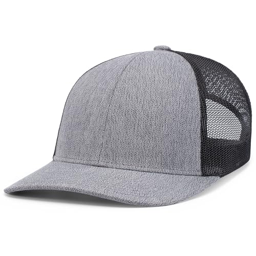Pacific Headwear Melange Heather Low-Profile Trucker - color: Grey Heather/Black/Grey Heather
