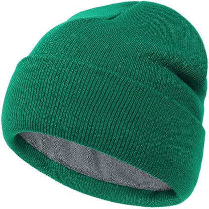 DRESHOW Winter Beanie for Women Men Fleece Lined Slouchy Knit Thick Beanies - color: 1 Pack Knit Beanie Hat: Emerald Green