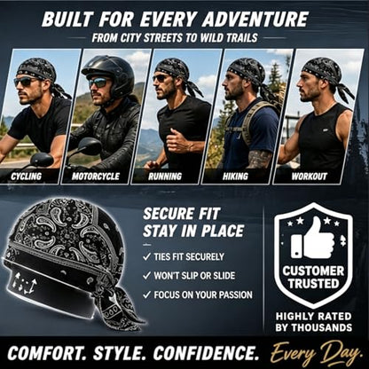 Cooling Skull Cap Helmet Liner, Breathable Elastic Bandana Cooling Headscarf Cap for Men Women - color: 3pcs-b