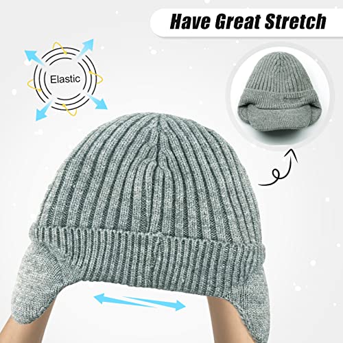 BAVST Hat for Men Knitted Beanie Women Winter Hats Men’s Stretchy Caps Outdoor Beanies Fleece Lined Ear Warmer - color: C-light Grey