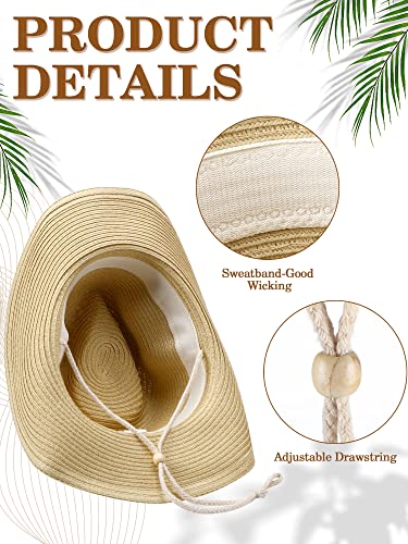 Mepase 12 Pcs Adults Straw Cowboy Hats for Women Men Western Hats Bulk
