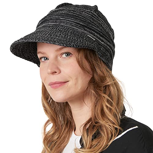 CHARM Organic Cotton Slouchy Visor Beanie - Women Slouch Hat Mens Baggy Knit Chemo Hat - color: Mix Black