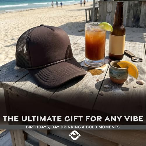 Funky Junque Blank Mesh Foam Lightweight Snapback Trucker Hat - color: Brown